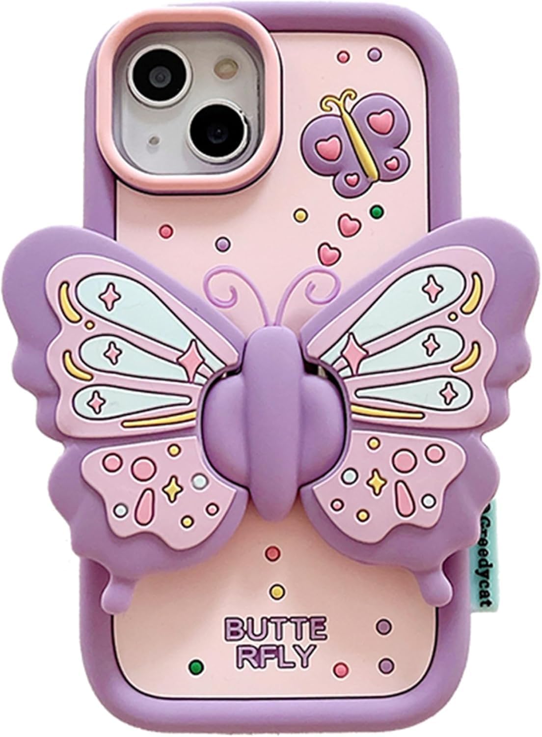 Soomio Butterfly Phone Case Compatible with iPhone 15 Pro Max Cute Soft Silicone 3D Butterfly Case with Butterfly Wings, Foldable Holder, Shockproof Kickstand for Girls Women Case Cover (Purple) (B0DHPM16QV) Amazon Price History, Amazon Price Tracker
