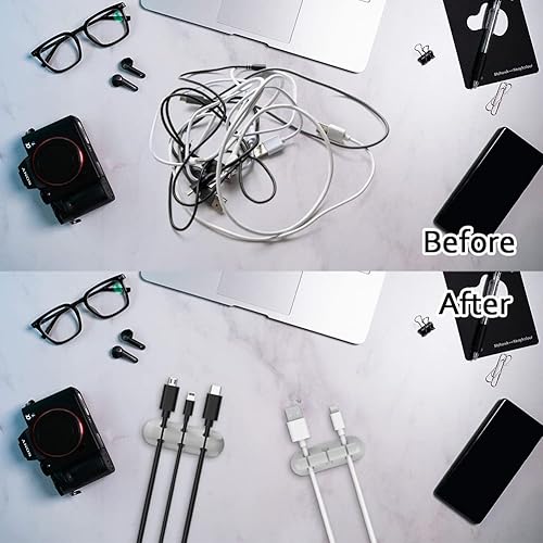 Miniatura 4 de simr - Paquete de 2 clips para cables, organizador de cables, sistema de soporte de cables de 0.236 pulgadas, ganchos adhesivos de goma para el