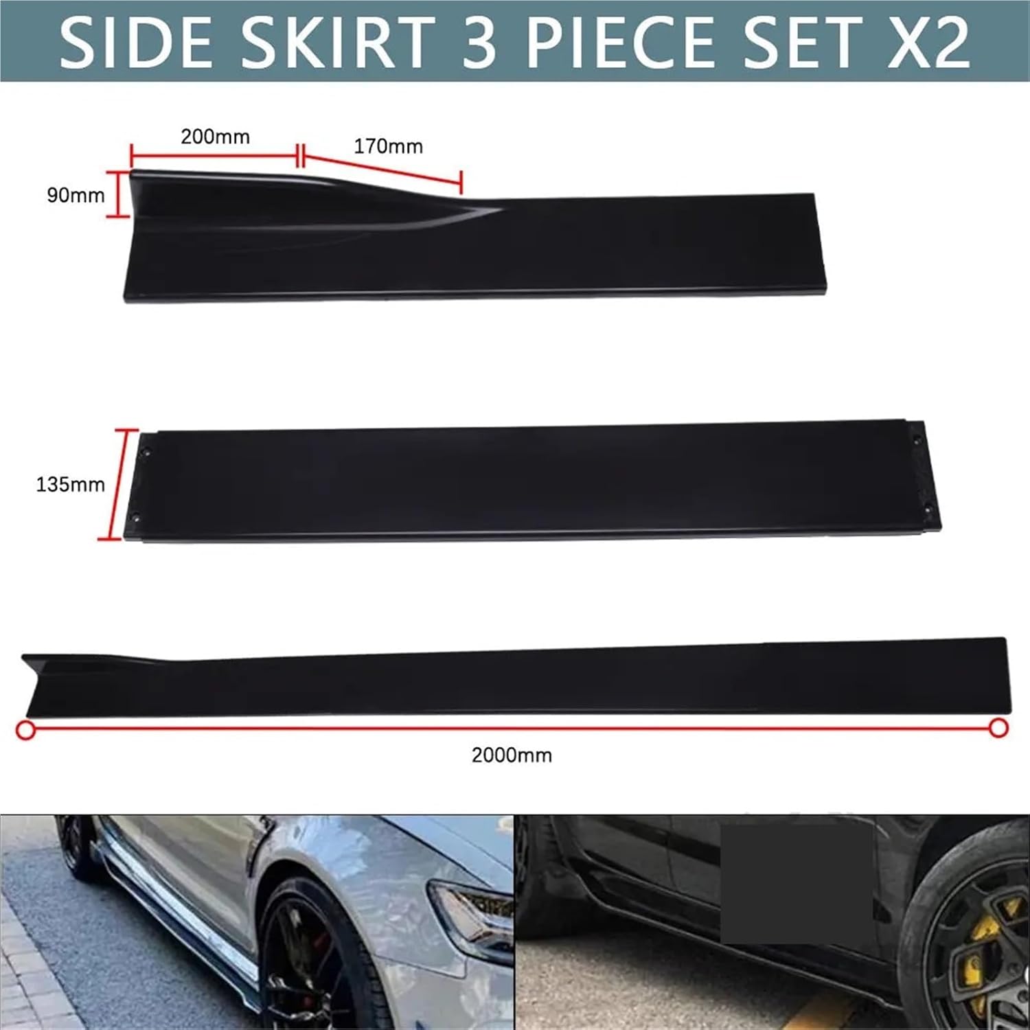 6PCS 2M Universal Side Skirts Extension Rocker Panels Lip Splitters Compatible with Chevy Chevrolet Camaro SS 2000-2022 Car Accessories