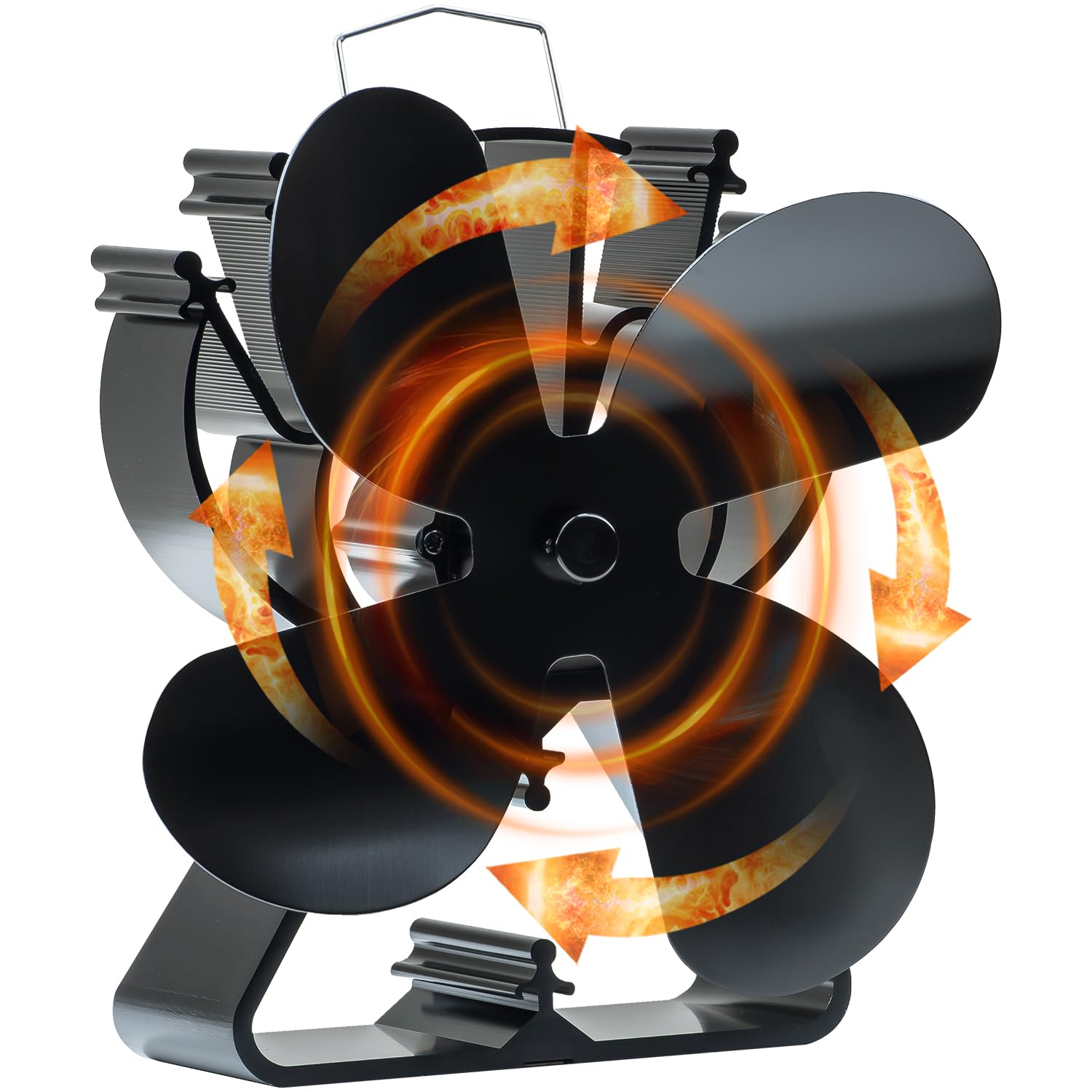 Omanshy Black Wood Stove Fan Heat Powered Fireplace Fan Log Burner Fans For Wood/Log Burning Stoves