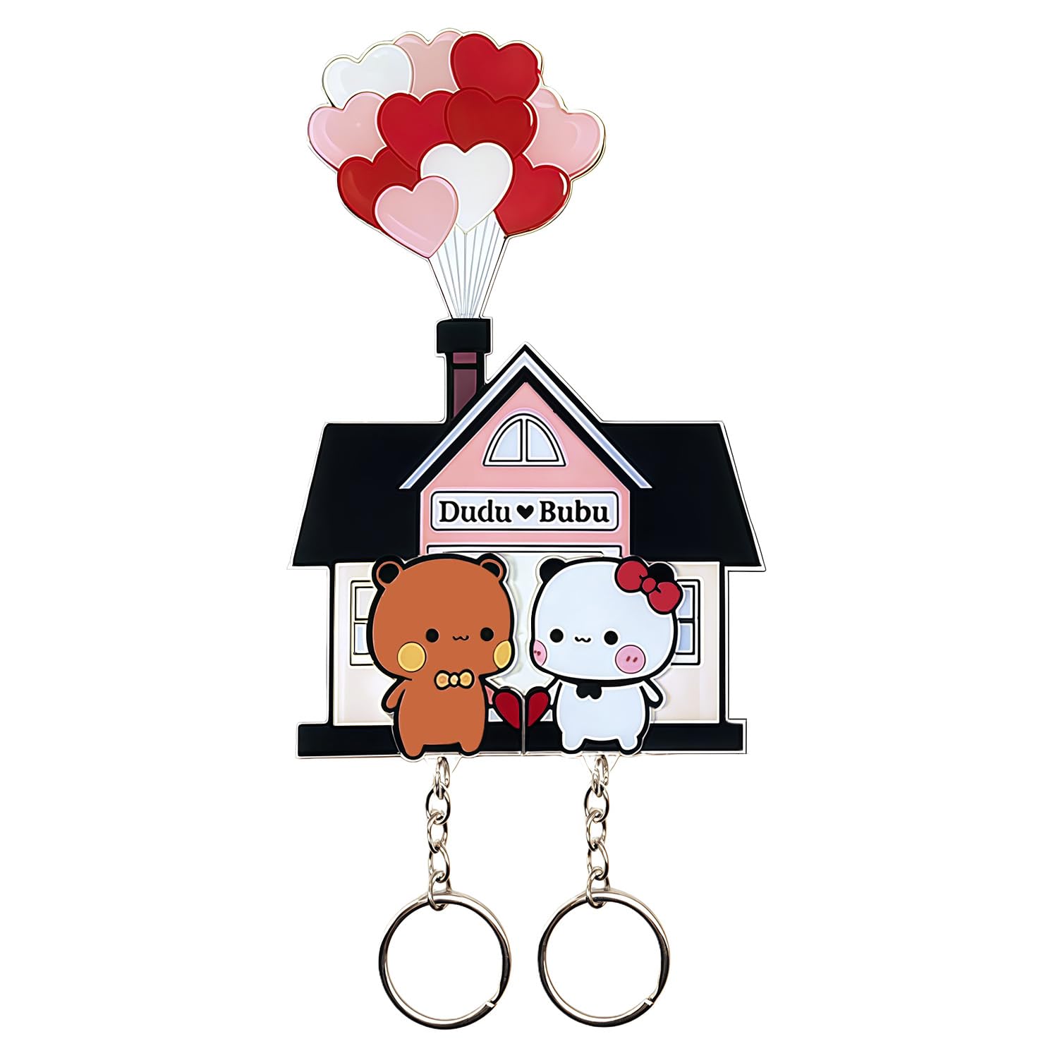 JXAXD Bubu Dudu Keyring Set, Acrylic Bubu and Dudu Keyring, Kawaii Cartoon Couple Keyrings, Key Fob for Couples, Cute Panda Pendant Gift