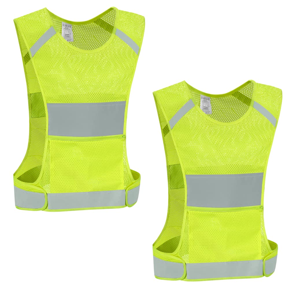 Chaleco reflectante para correr con bolsillo de alta visibilidad para correr, ciclismo, senderismo, mujeres y hombres