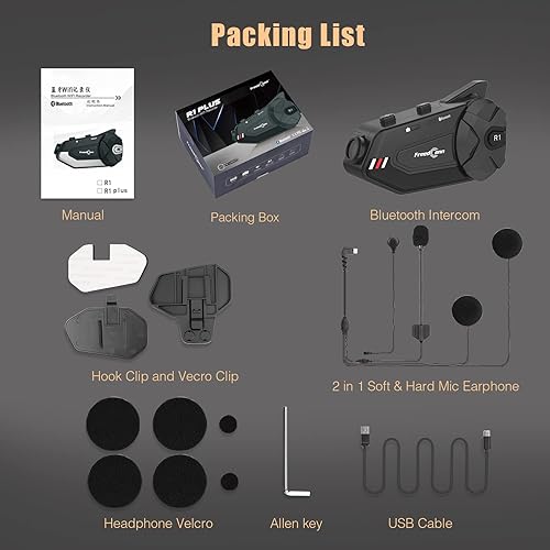 Miniatura 14 de FreedConn Casco de motocicleta Auriculares Bluetooth L1M Casco Auriculares Altavoces Impermeable Auriculares Deportivos de Motocicleta Altavoces