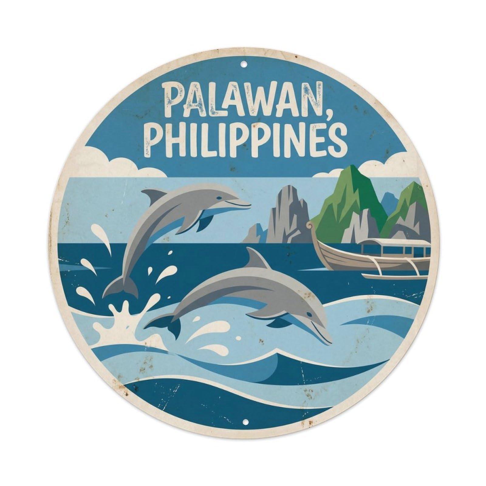 Palawan Dolphin Philippines Travel Tropical Beach Metal Tin Sign