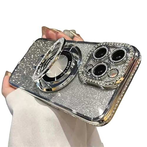 適用対象iPhone17 Pro Maxケース 6.9インチ 対応 背面きらきら ラインストーン キラキラリング付き 女性 鏡 ミラー ワイアレス充電 薄型 シンプル 韓国 人気 アイフォン17プロマックス携帯カバー かわいい 純正 全方位カラー レンズ保