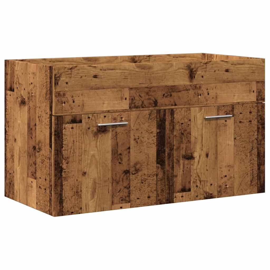 2-TLG. Badmöbel-Set Altholz-Optik Holzwerkstoff mit Hochschrank