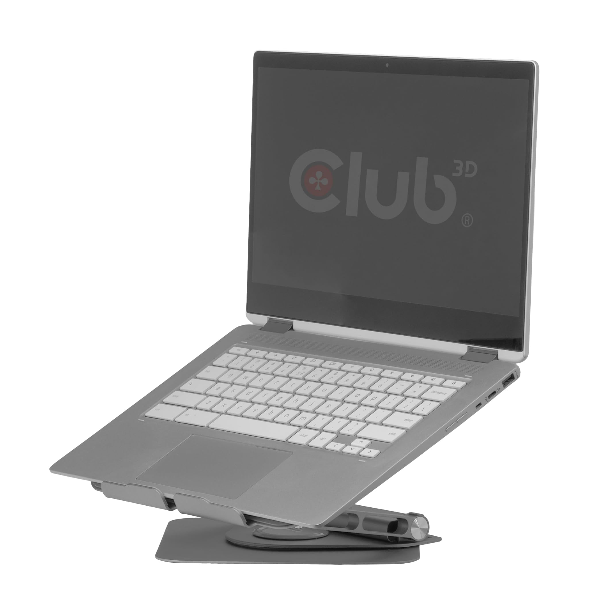 Club3D CSV-2554 - Supporto per laptop in alluminio regolabile con hub USB-C