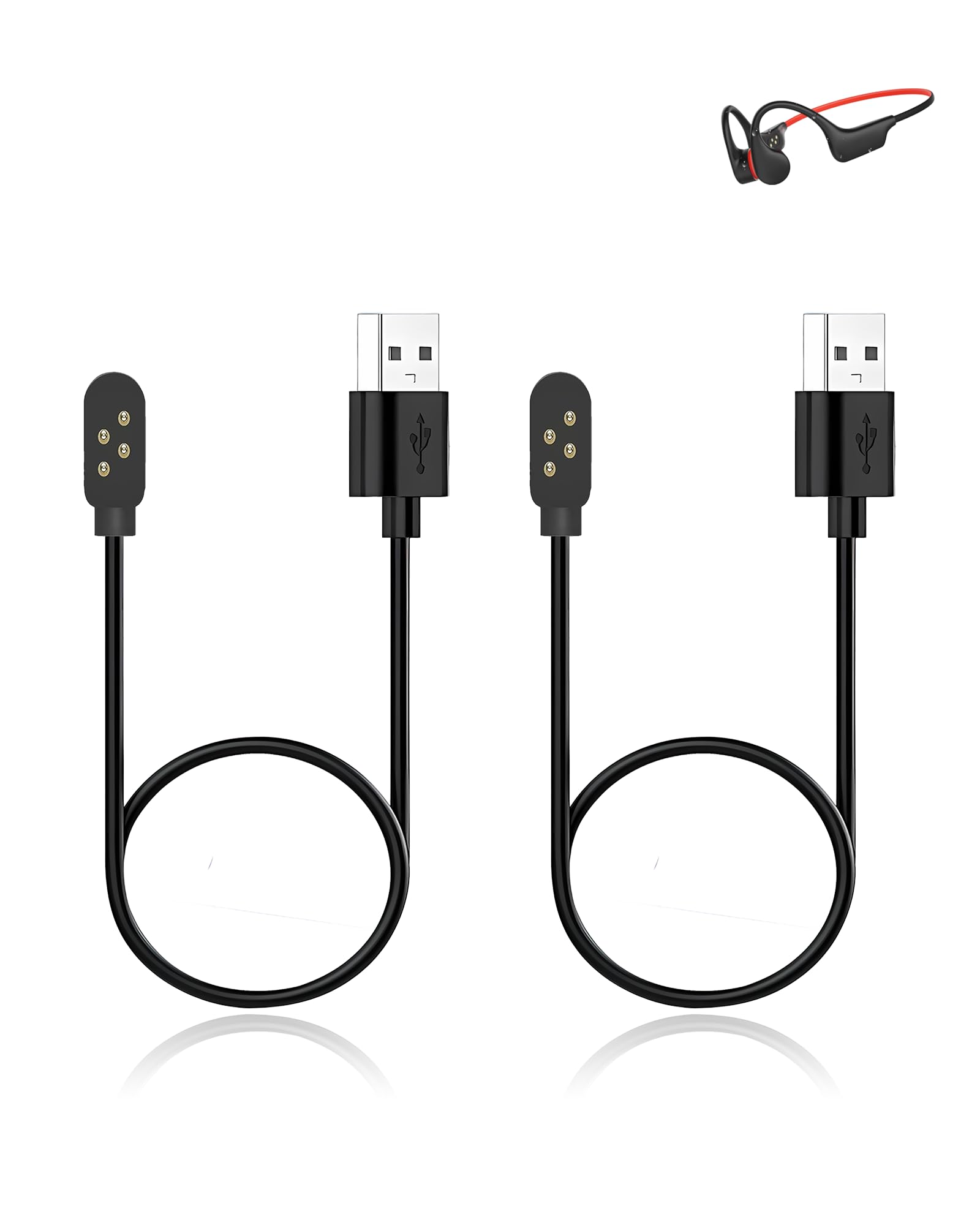 Lot de 2 câbles de charge pour casque de natation IFECCO X27 - Câble de charge USB magnétique solide - Compatible avec IFECCO X27