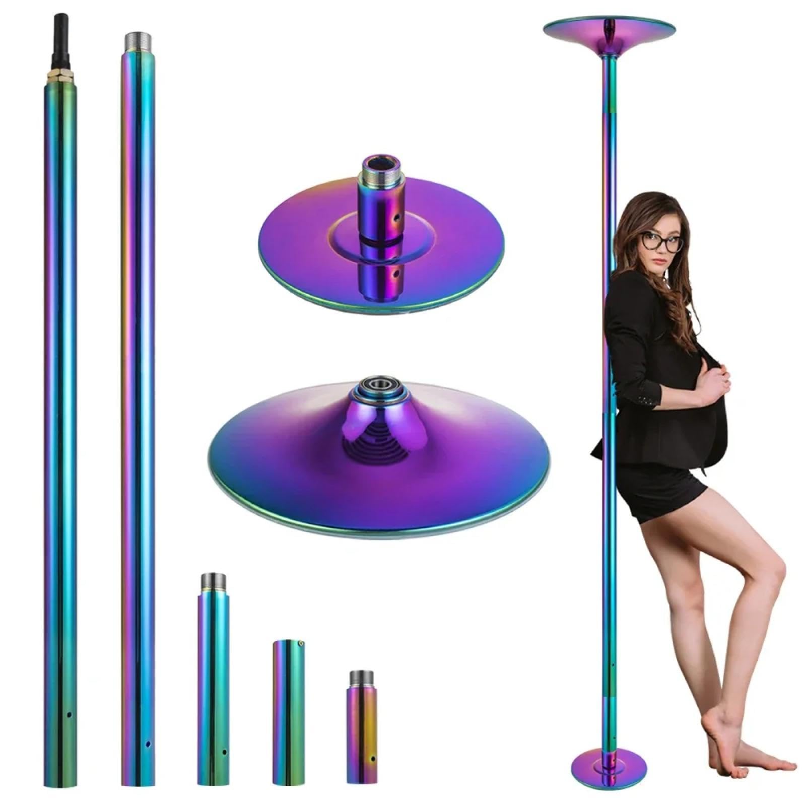 JYBNBBE 45mm Detachable Stripper Pole Pole Dance Bar Home Indoor Gym Training Portable Fitness Dance Exercise Workout Pole Set,Colorful Pole Dance