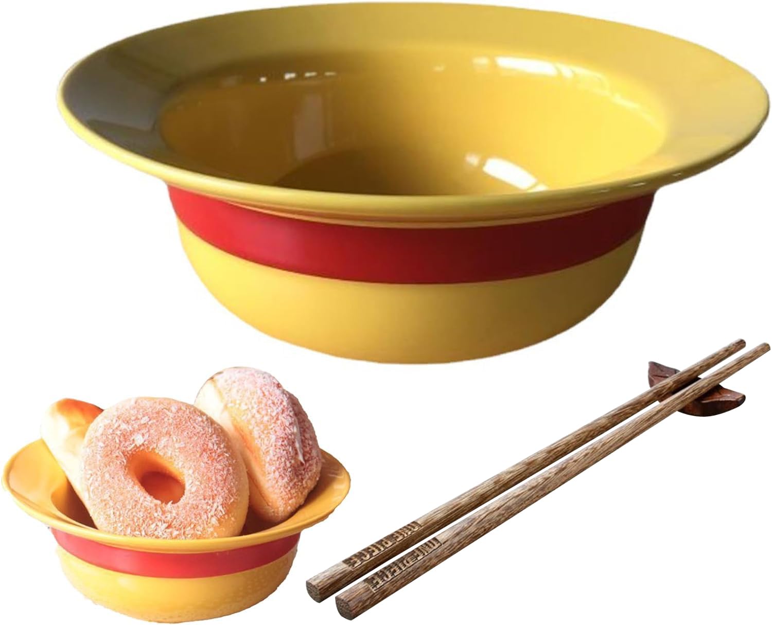 FIYSON Divertido cuenco de sombrero de paja de anime, cuenco de cerámica de 500 ml con palillos, ensaladeras, recipientes para comida, cuencos de pasta, juego de cuencos para sopa para fans del anime,