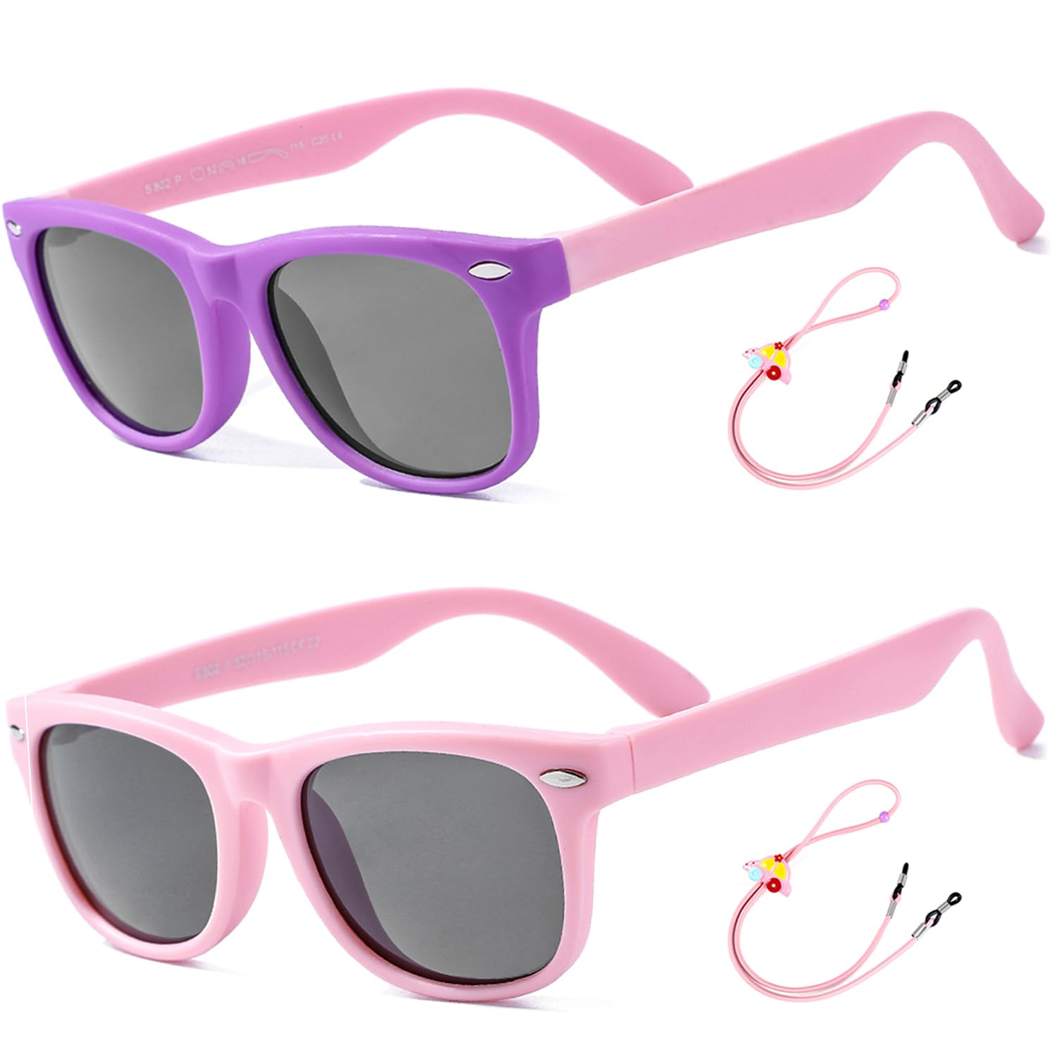 Flexible Kids Sunglasses Polarized Unbreakable Toddler Sun Glasses for Baby Boys and Girls UV400 with Case, Age 2-8