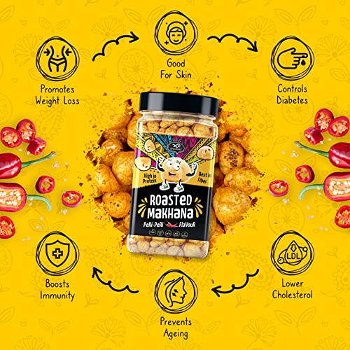 Image of Greenfinity Peri Peri Roasted & Flavored Crunchy Healthy Phool Makhana Snacks Jar - 90 Gram(Pack of 1)