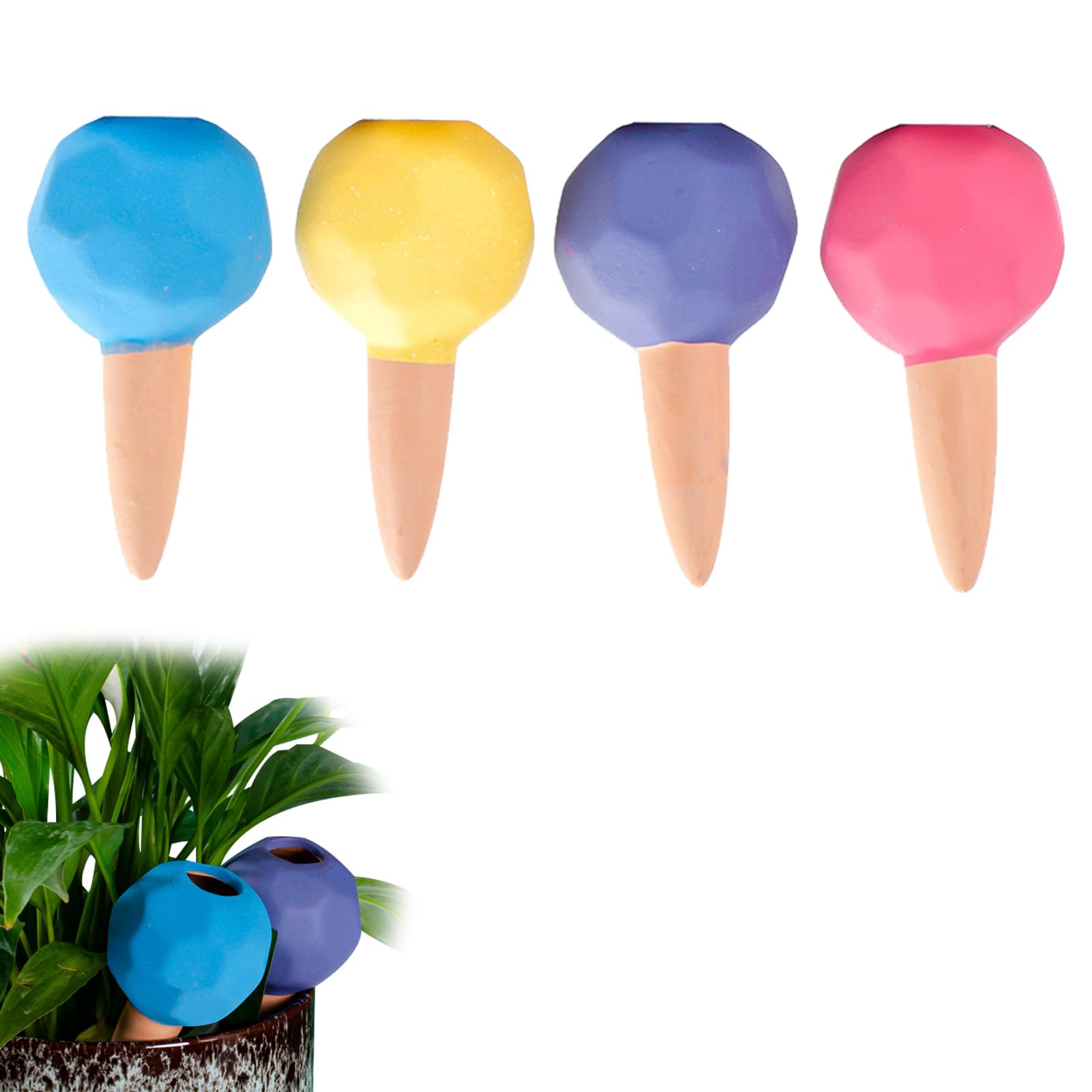 JVHLOV 4PCS Clay Watering Spikes, Plant Watering, Plant Water Dispenser, Terracotta Watering Spikes