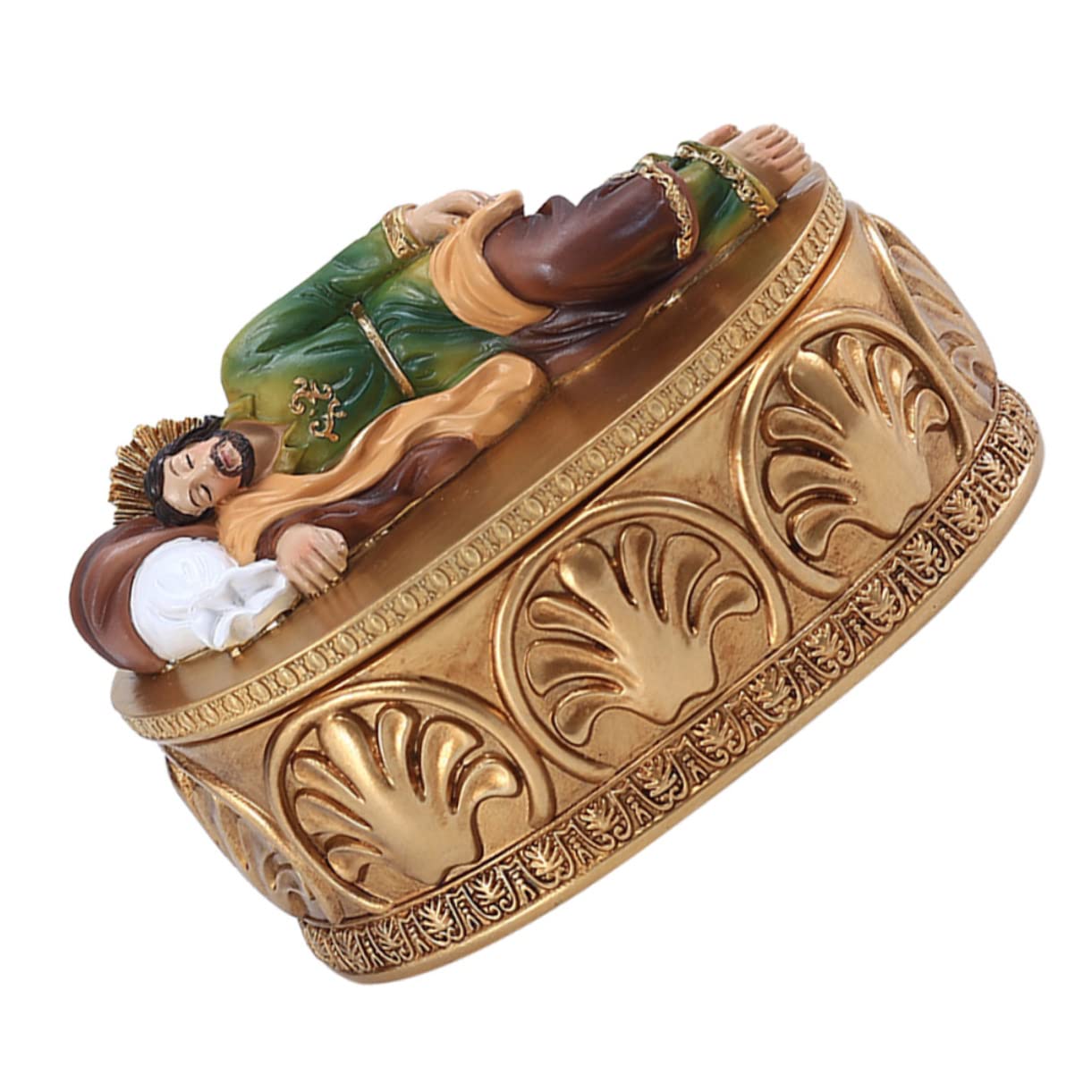 Boîte à bijoux en résine au design de figurine religieuse pour écrin raffiné