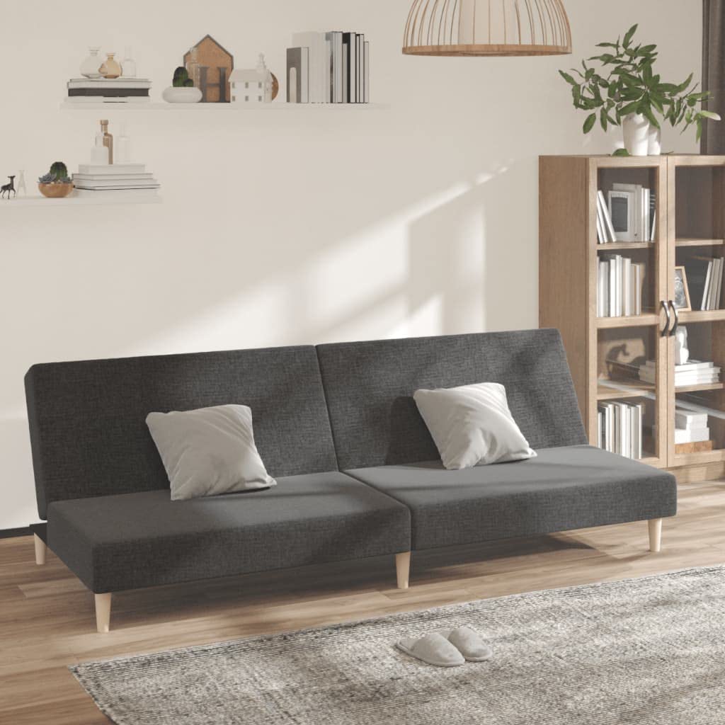 Divano letto a 2 posti, in tessuto grigio scuro, con funzione letto, estensibile come letto per gli ospiti, 200 x 100 cm, salvaspazio, per soggiorno, camera degli ospiti, con robusto telaio
