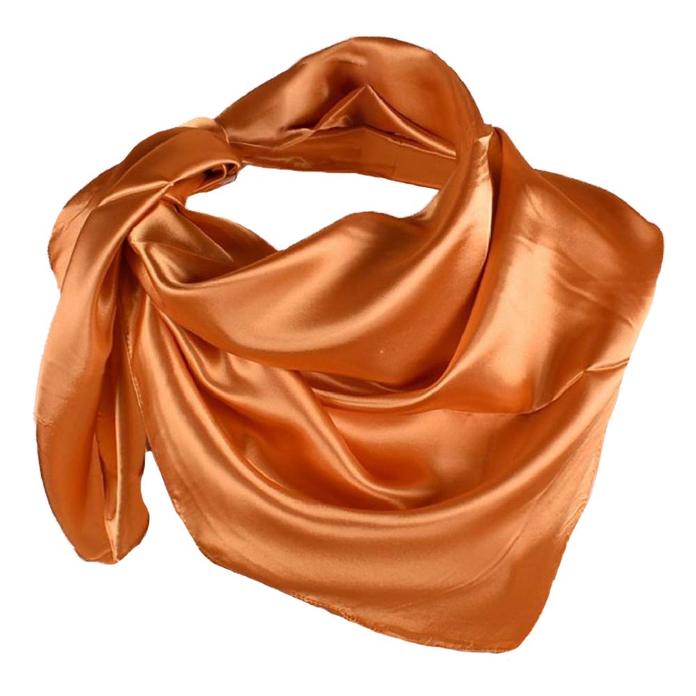 Yofasen Women's Brown Yellow Muslim Scarf Hijab - Solid Color Satin Muslim Islamic Full Cover Soft Hijab Long Scarf Wrap Scarves,