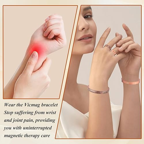 Vista 29 de Vicmag Copper Magnetic Bracelet for Women Ultra Strength Magnetic Bracelets 99.9% Pure Copper Strong Magnets Gift Adjustable