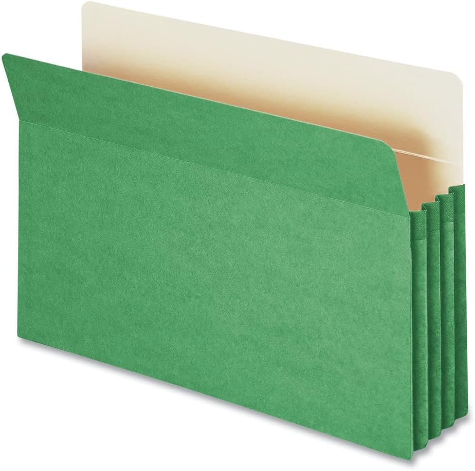 Smead, 74226, Colored File Pockets, 3.5 Expansion, Legal Size, Green, Sold As 1 Each