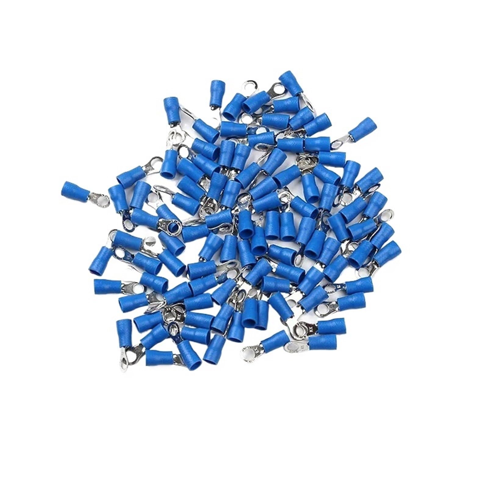 Cqahdsevf Blue Rv2-4 Electrical Ring Terminals, Insulated Crimp Ring Terminals Rv1.25/Rv2/R5, Multicolor, For Auto Motorcycle Marine(Blue Rv2-4)