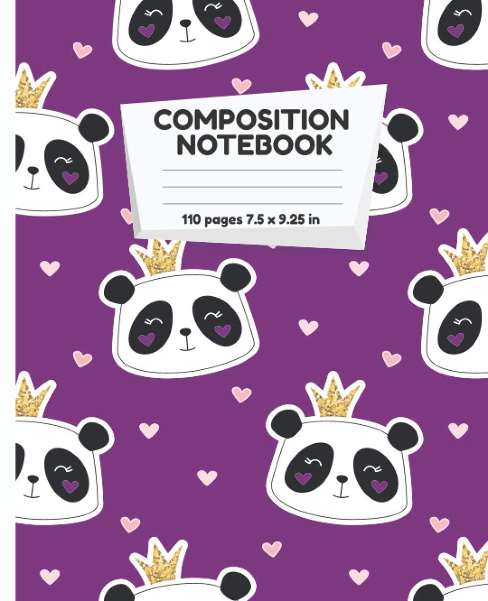 Composition Notebook: Wide Ruled Paper Notebook Journal | Pretty Wide Blank Lined Workbook for Teens Kids Students Girls for Home School, University ... for Writing Notes - Cute Purple Panda pattern
