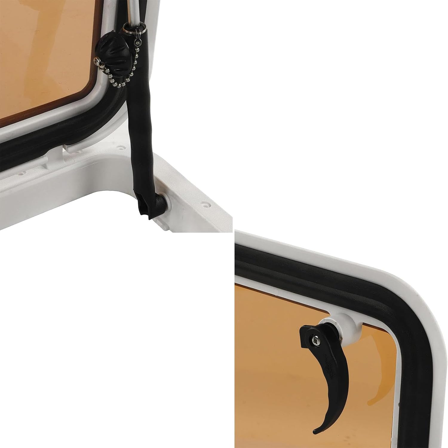 Rv Skylight Escape, Porthole Window, Square Boat Portlight, 19.5"x19.5" Aluminum Push Out Deck Hatch Window with Tempered Glass, Porthole Skylights Escape Window for Boat/Yacht/RV