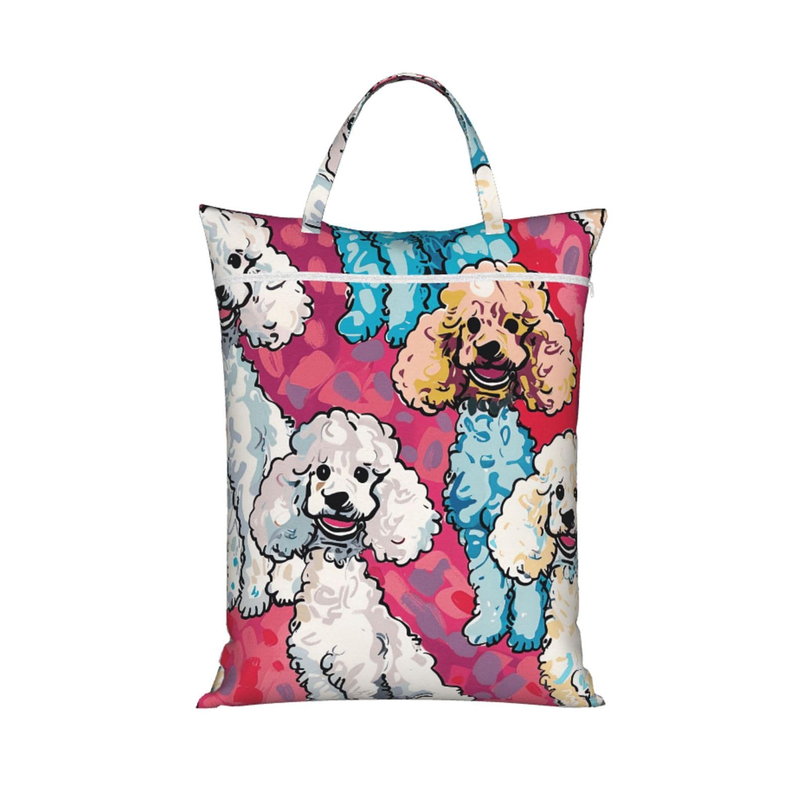 Large Travel Laundry Bags,Poodles Dogs Print with Handle Foldable Laundry Bag for Holidays Gym Swimming and Family Trips, 1Pcs