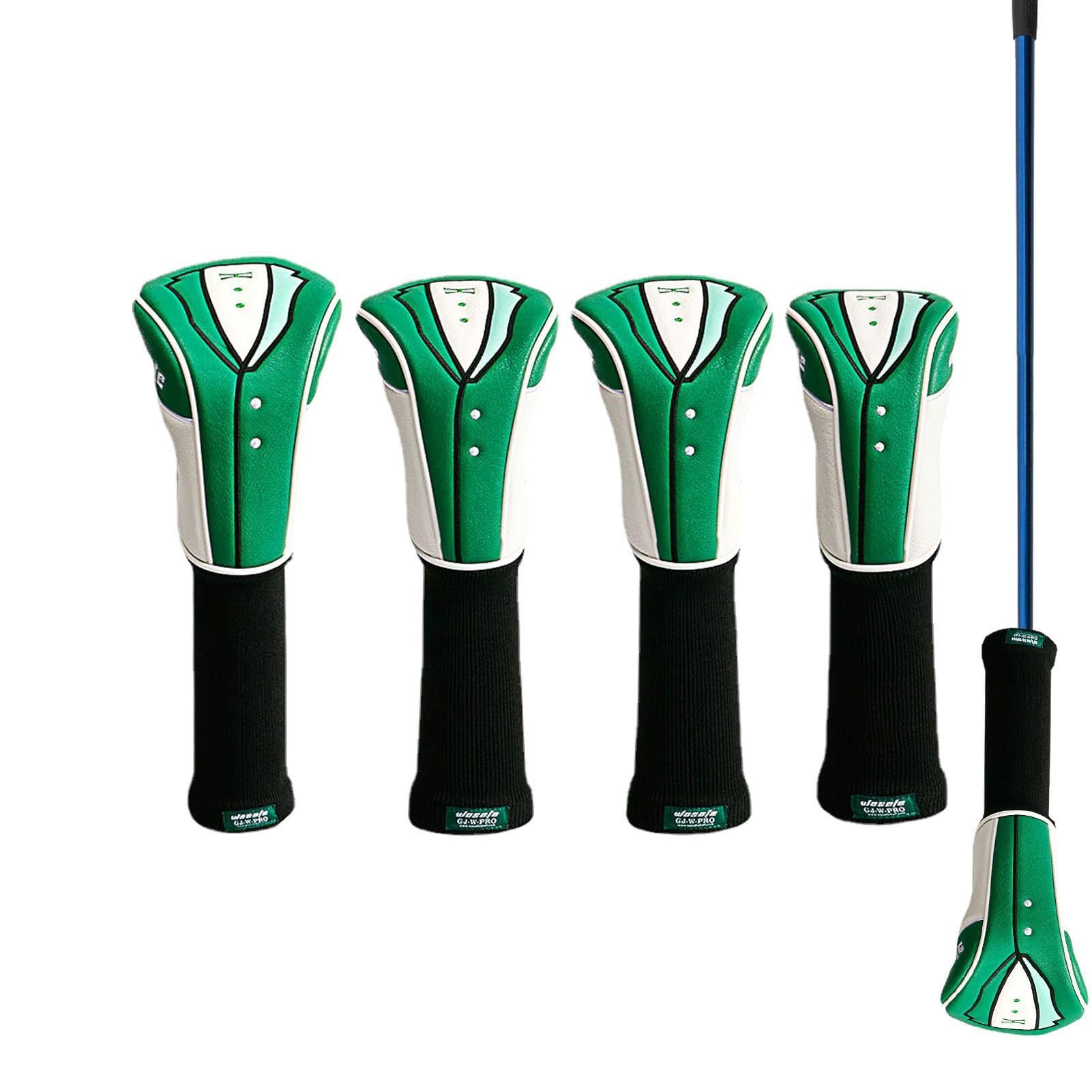 Golfschlägerabdeckungen, grüne Jacken-Kopfbedeckungen für Golfschläger-Set – Set mit wasserdichten Golf-Kopfbedeckungen, gedruckte Golfschläger-Kopfbedeckungen
