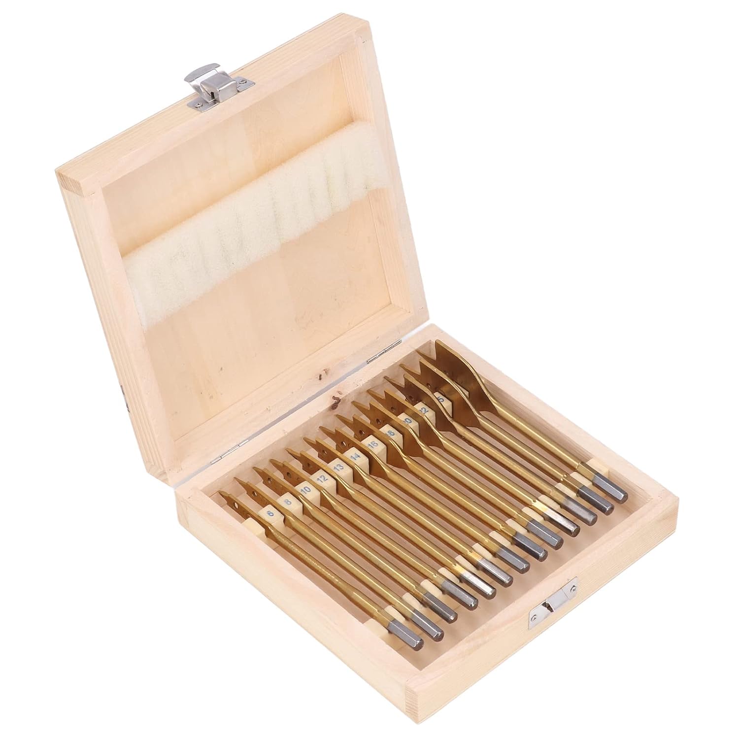 13Pcs Woodworking Flat Bit Drill High Carbon Steel 1/4in Hexagonal Shank Spade Drill Bit Set Hole Cutter