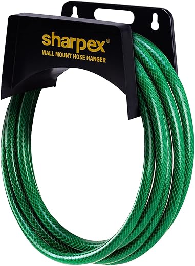 Sharpex Garden Steel Material Hose Hanger | Wall Mounted Watering Hose Holder | Heavy Duty Portable Irrigation Hose Storag...