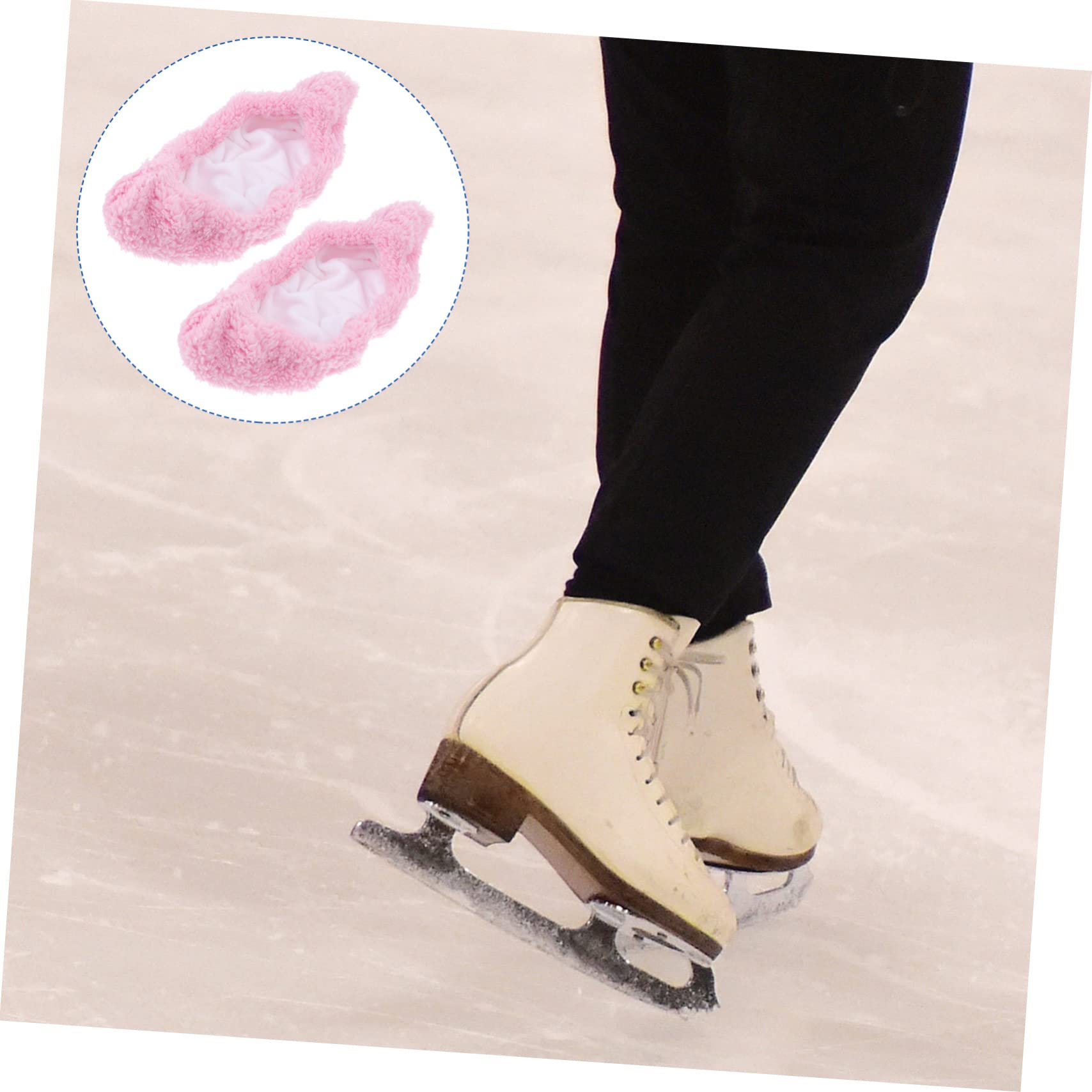 GRIRIW Elastic Skating Cover Plush Ice Skating and Hockey Skate Covers Design Pink XL Blade Guards for Skating Protection