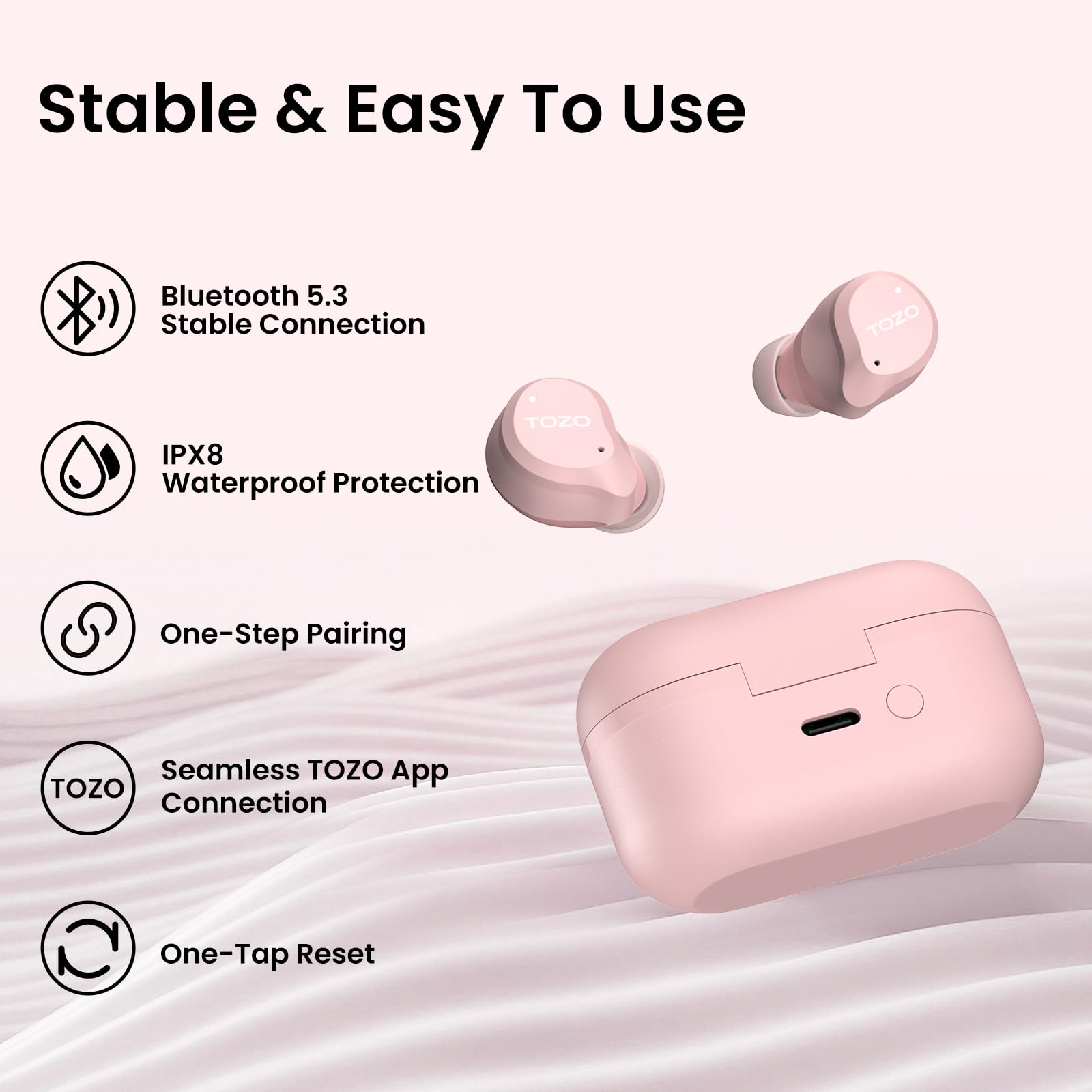TOZO NC9 Hybrid Active Noise Cancelling Wireless Earbuds, 60H, LED Display view 9
