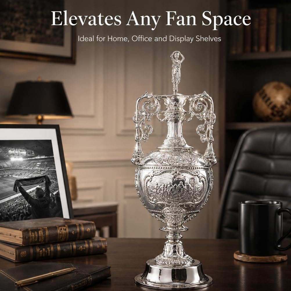 Englische Meisterschaft Fußball Pokal Replik, 30CM Silberbeschichteter Resin Pokal, Geschenk für Fußballfans, Sammlerstück, Deko für Zuhause Büro Bar