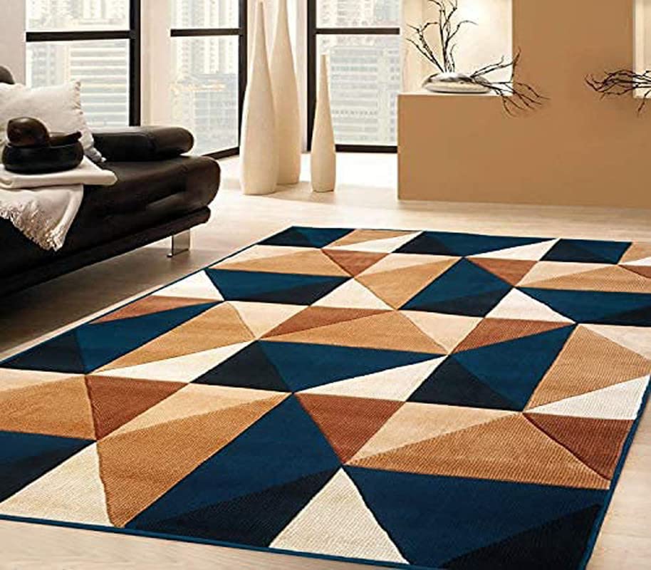ATM CARPET Beautiful American Combination Floral Design Acrylic Touch Carpet for Living Room & Drawing Room with 1 Inch Thickness(180X240 Blue Colour) 6x8 Feet-image-1