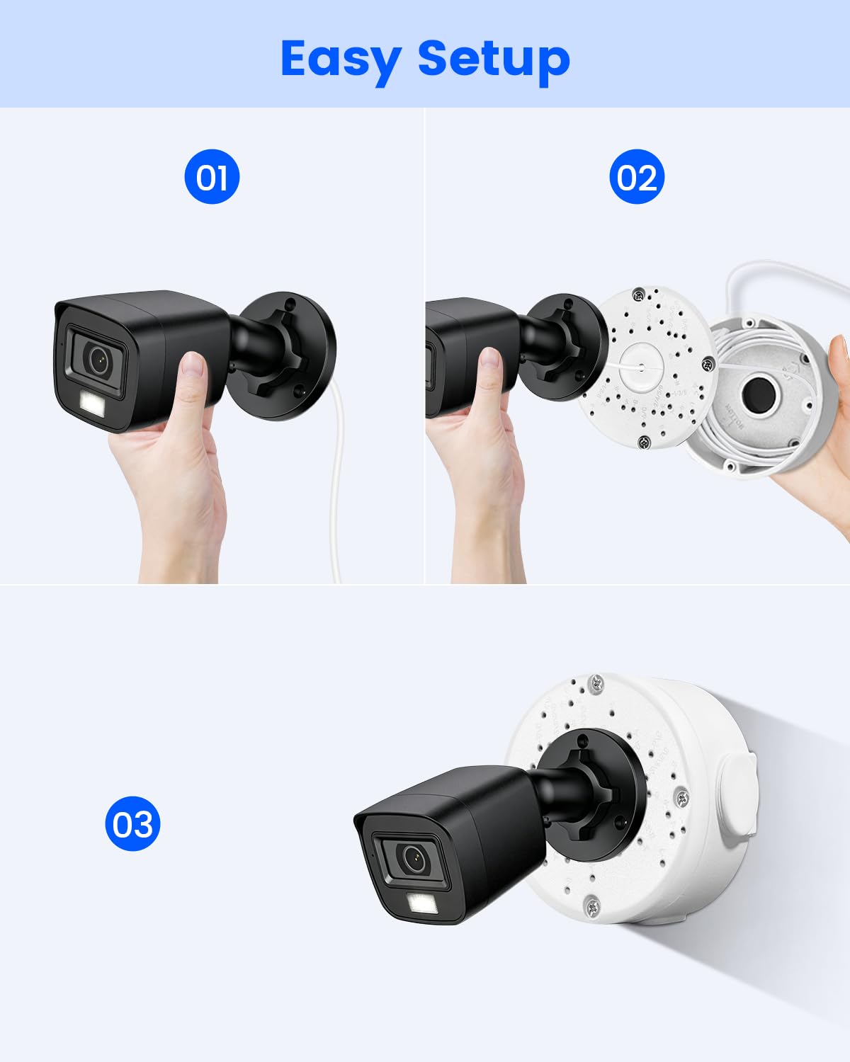 Scatola di giunzione universale in metallo per telecamere Bullet & Dome, base di montaggio per cavo nascosto impermeabile per telecamera di sorveglianza