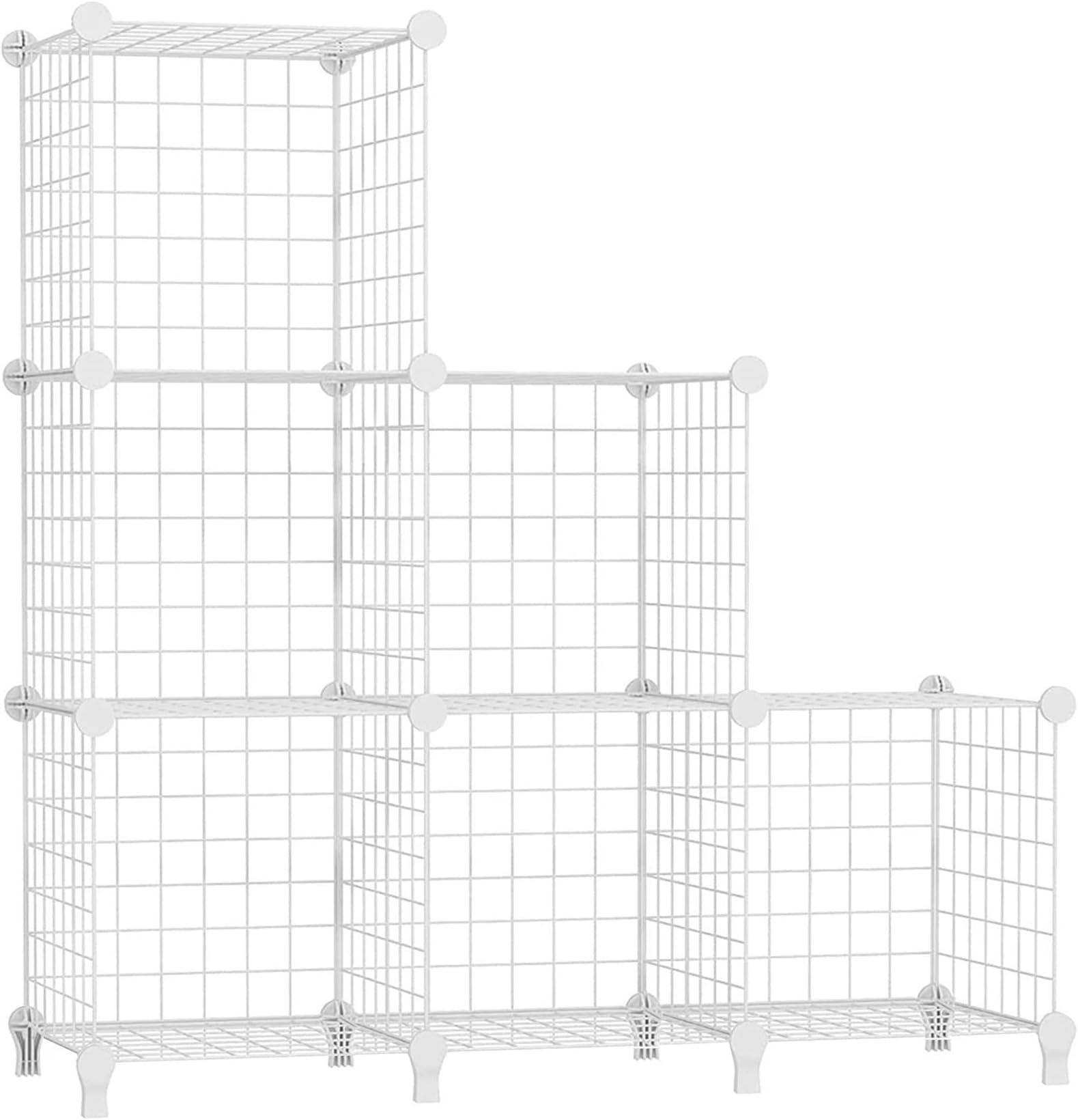 Wire Cube Storage Organizer, Closet Organizers and Storage, Metal 6 Cube Storage Shelves Bookshelf, Portable Closet Clothes Organizer for Bedroom, Home, Office, White