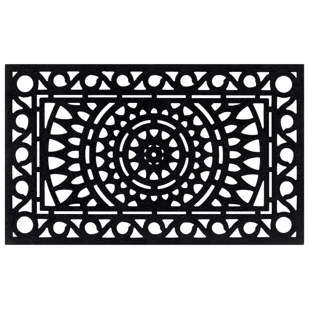 Fußmatte Gummi 45x75 cm - rutschfeste Gummimatte für Außen und Innen - Robuste Türmatte mit Drainage - Schmutzfangmatte Rechteckig für Eingangsbereich Küche Garten Schwarz