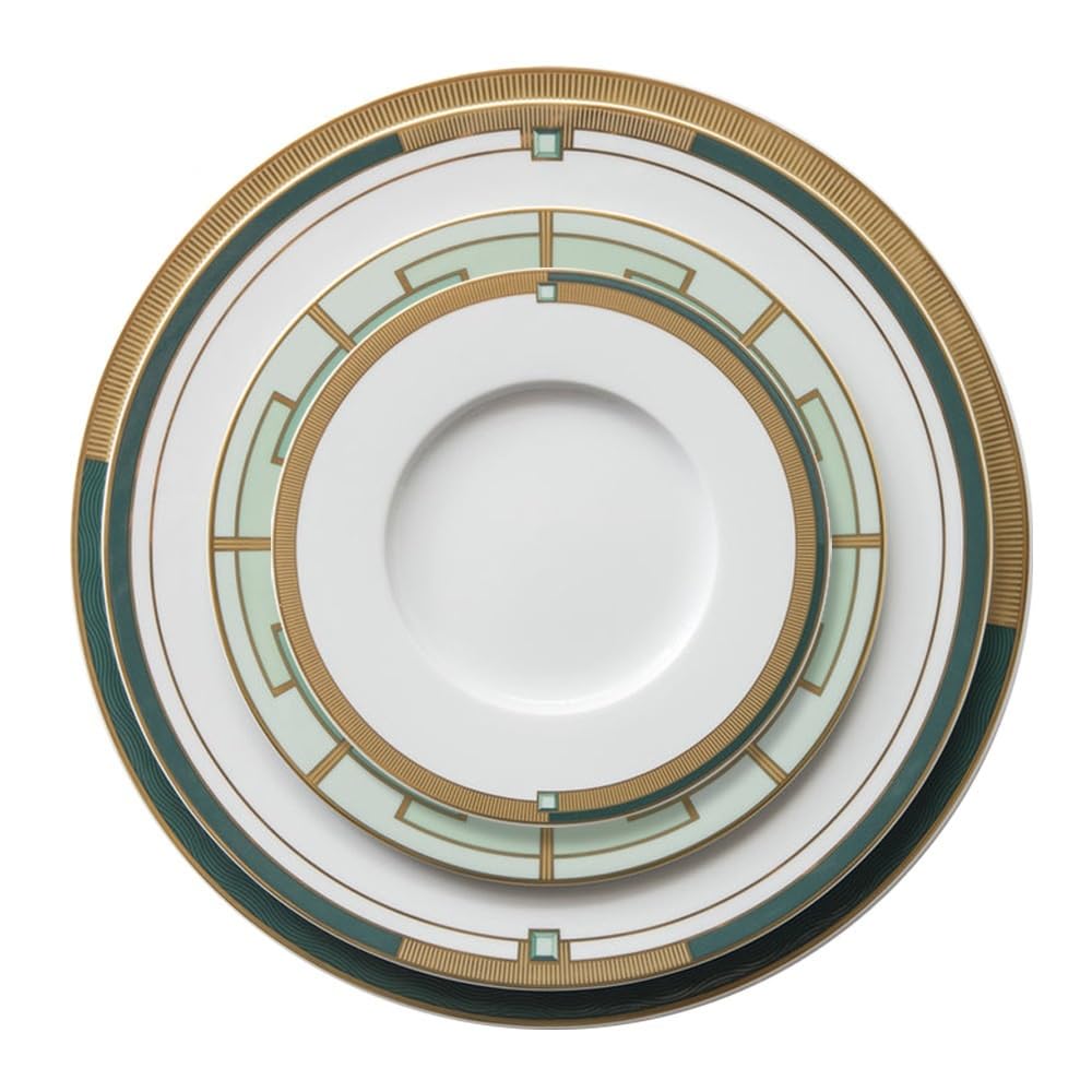 Talerze do makaronu, gliniane talerze deserowe zastawa stołowa restauracja hotel zastawa stołowa zestaw kreatywny porcelana kostna dekoracyjny talerz ozdoby szmaragdowe złote krawędzie zachodnia