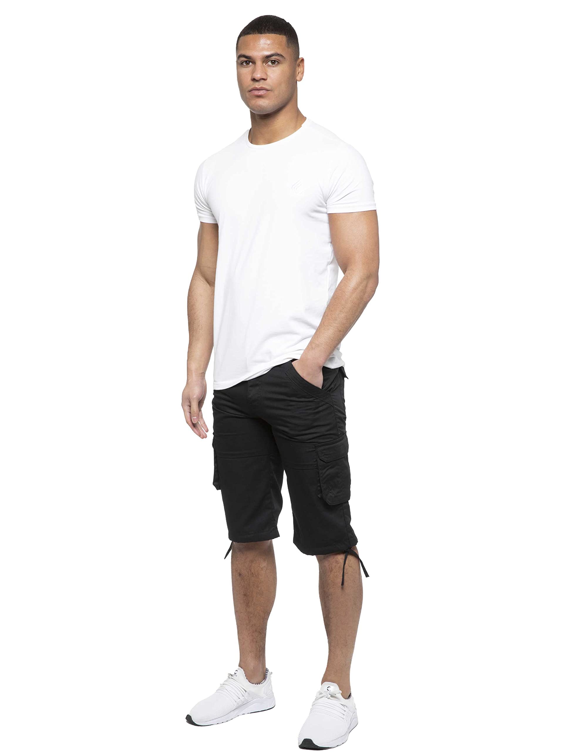 989Zé Enzo Men's Black Cargo Shorts Summer Chino Casual Cotton Multi Pockets Combat Pants Ezs426 Shorts 44
