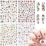 4 Sheets Mermaid Nail Art Stickers Cute Kawaii Nail Decals 3D Anime Designer Nail Stickers Self-Adhe