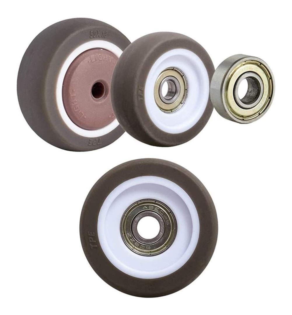 Ruote girevoli per carrelli mobili Ruote girevoli in Gomma, per Trasporto Ruote fisse 25 mm, Ruote di Fissaggio 50 mm, Set da 4 (2 Pollici)