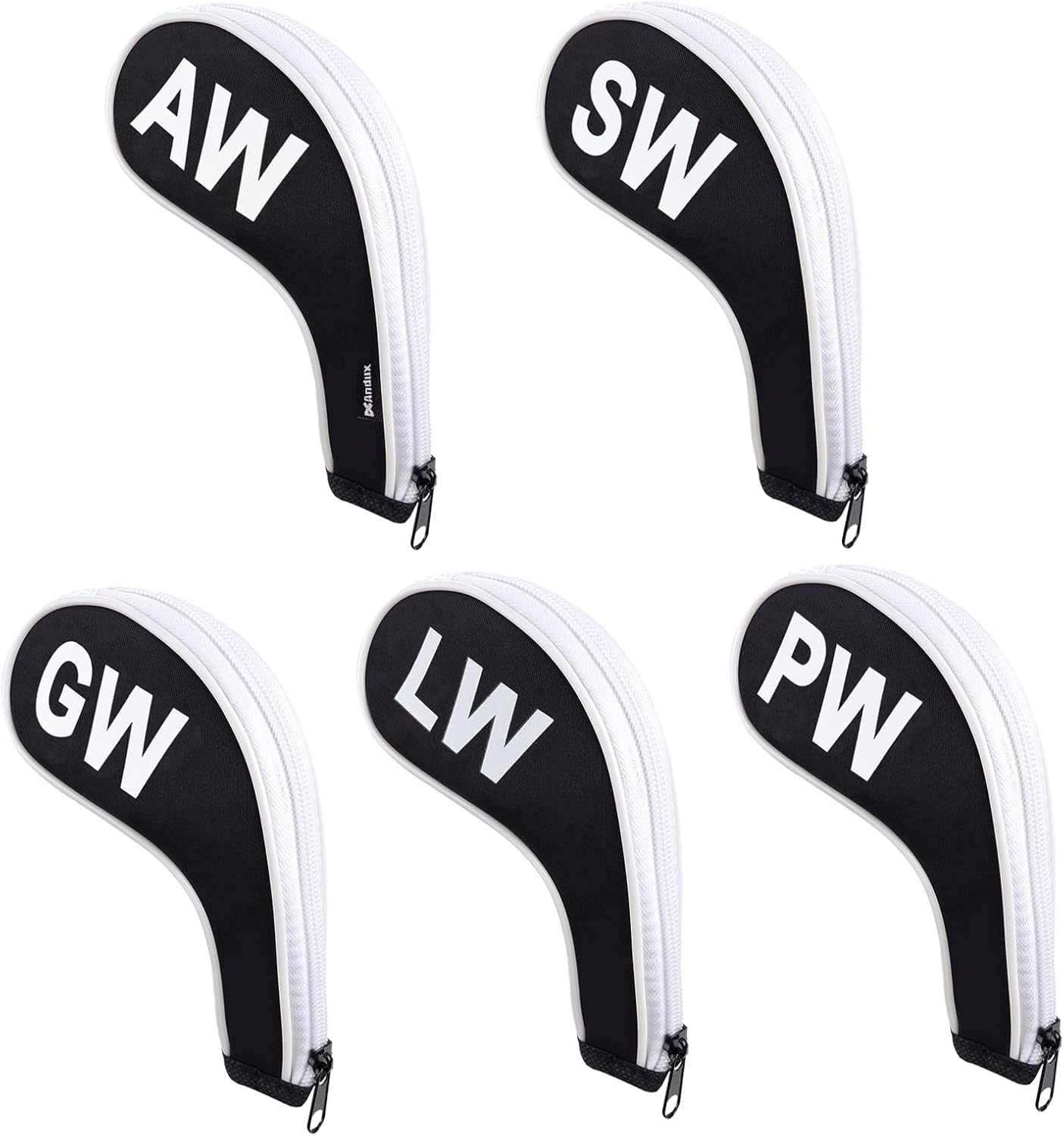 Andux 5Pack Golf Wedge Irons Club Head Covers NO. on Both Sides Long Neck with Zipper MT/S18