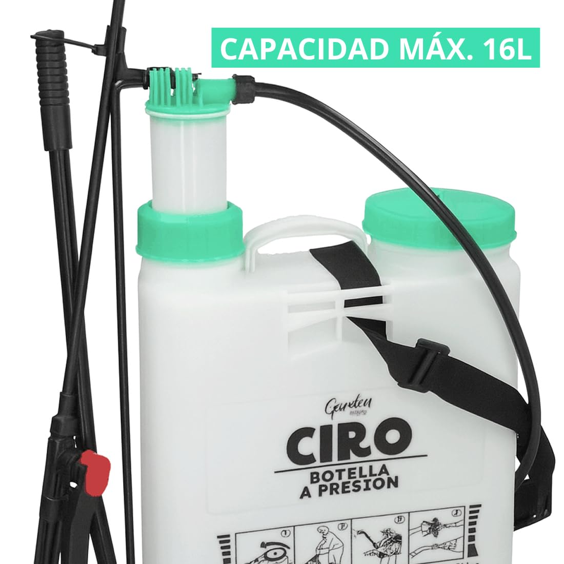 Acomoda Textil – Pulverizador de Hombro con Capacidad de 16 litros. Bomba Atomizadora para Sulfatar y Fumigar Árboles y Plantas en Jardín con Boquilla Resistente y Regulable. (16 litros)