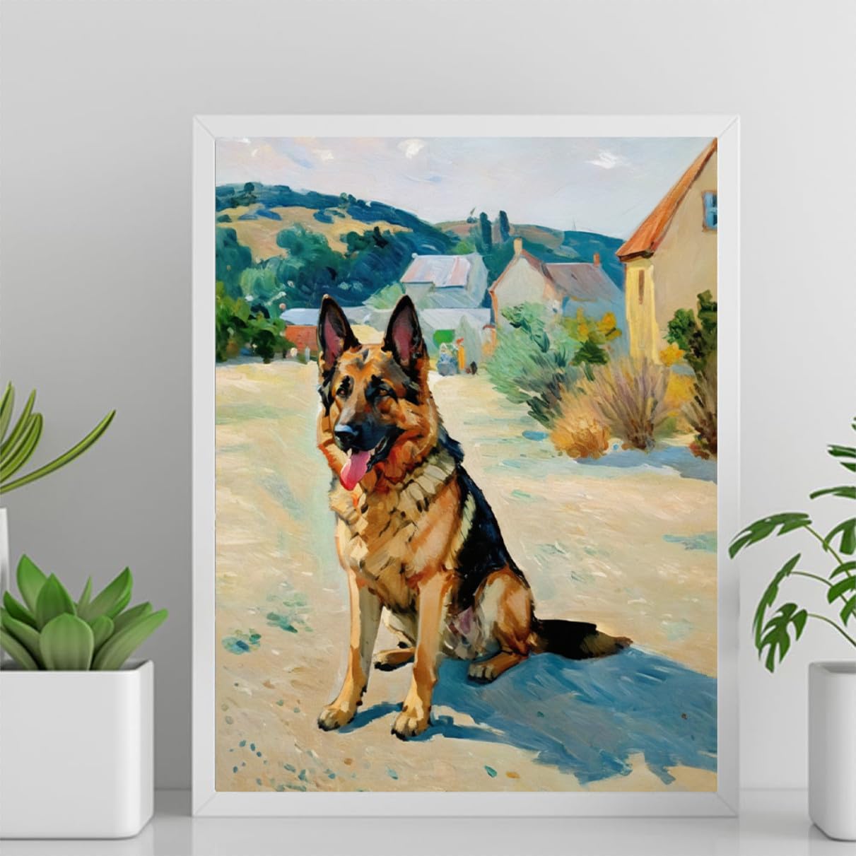 Paint by Numbers German Shepherd Dog DIY Acrylic Painting Kit with Brushes Pigment Oil Painting Artwork Adults Beginners Wall Decor 12x16inch(30x40cm) Frameless