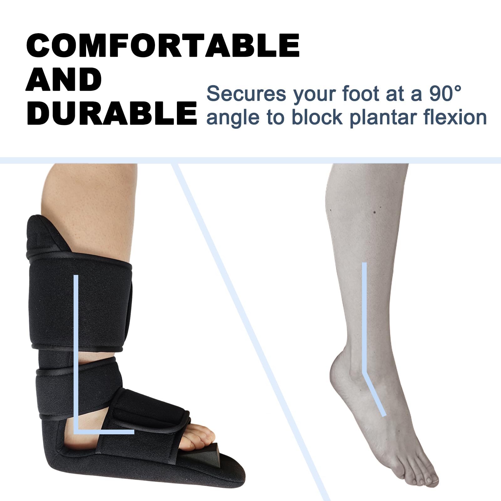 Férula nocturna para fascitis plantar, soporte ajustable de 90° para estabilizar el pie y el tobillo con cuña acolchada suave, bota de estiramiento para tendón de Aquiles, espolones de talón, pie