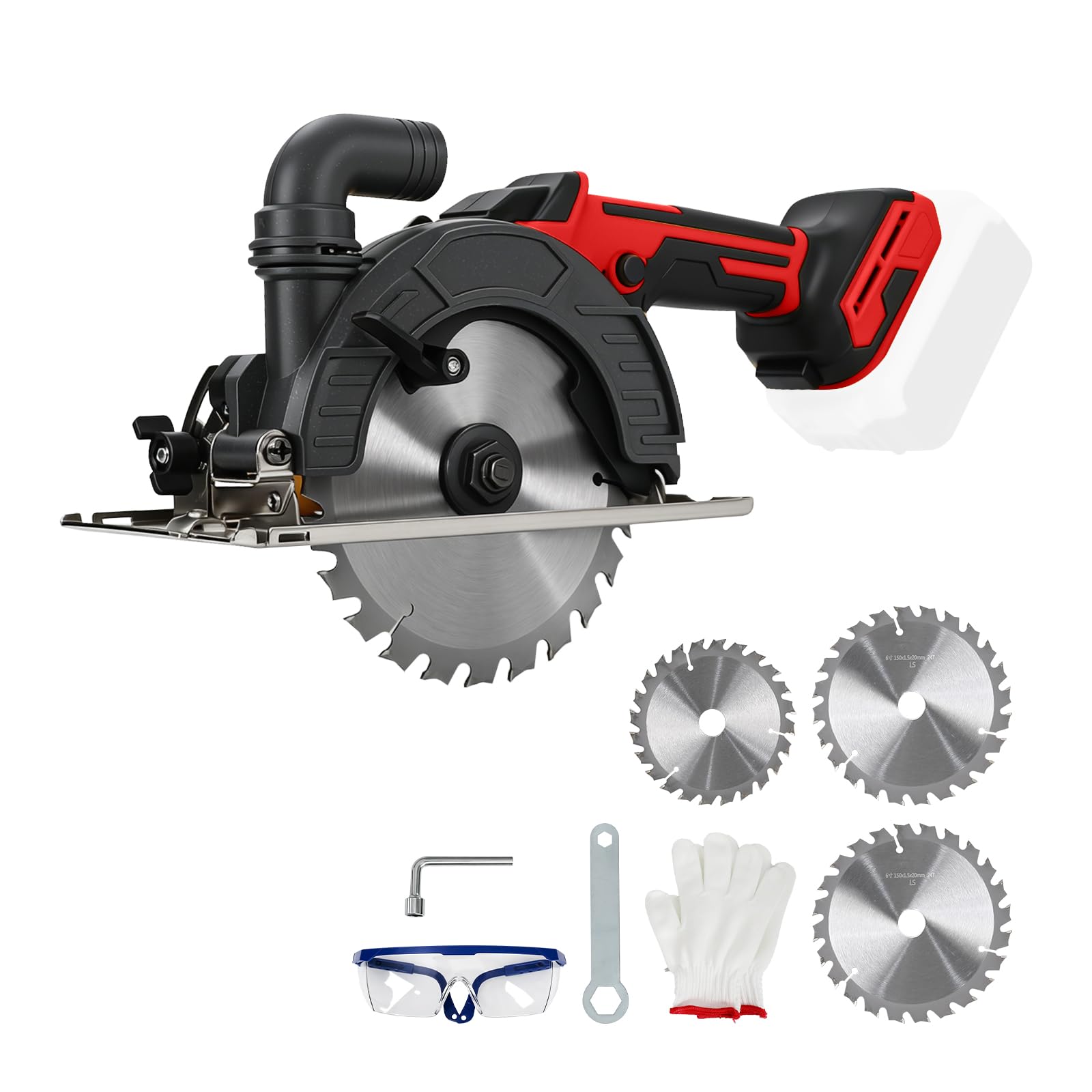 6 Inch Cordless Circular Saw for Milwaukee M18 18V Battery, 150mm 6300RPM Brushless Electric Circular Saw with 3 Saw Blades, 0-45° Bevel Cutting Angle, Max 50mm Cutting Depth — image 1