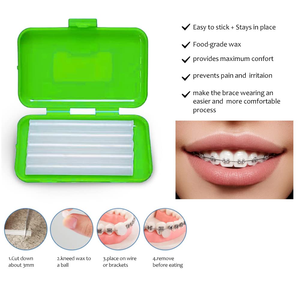 2 x Kit portátil de cuidado oral ortodóntico, kit de viaje para pacientes, cera de cepillado interdental, hilo dental, limpieza de cepillos de dientes 5
