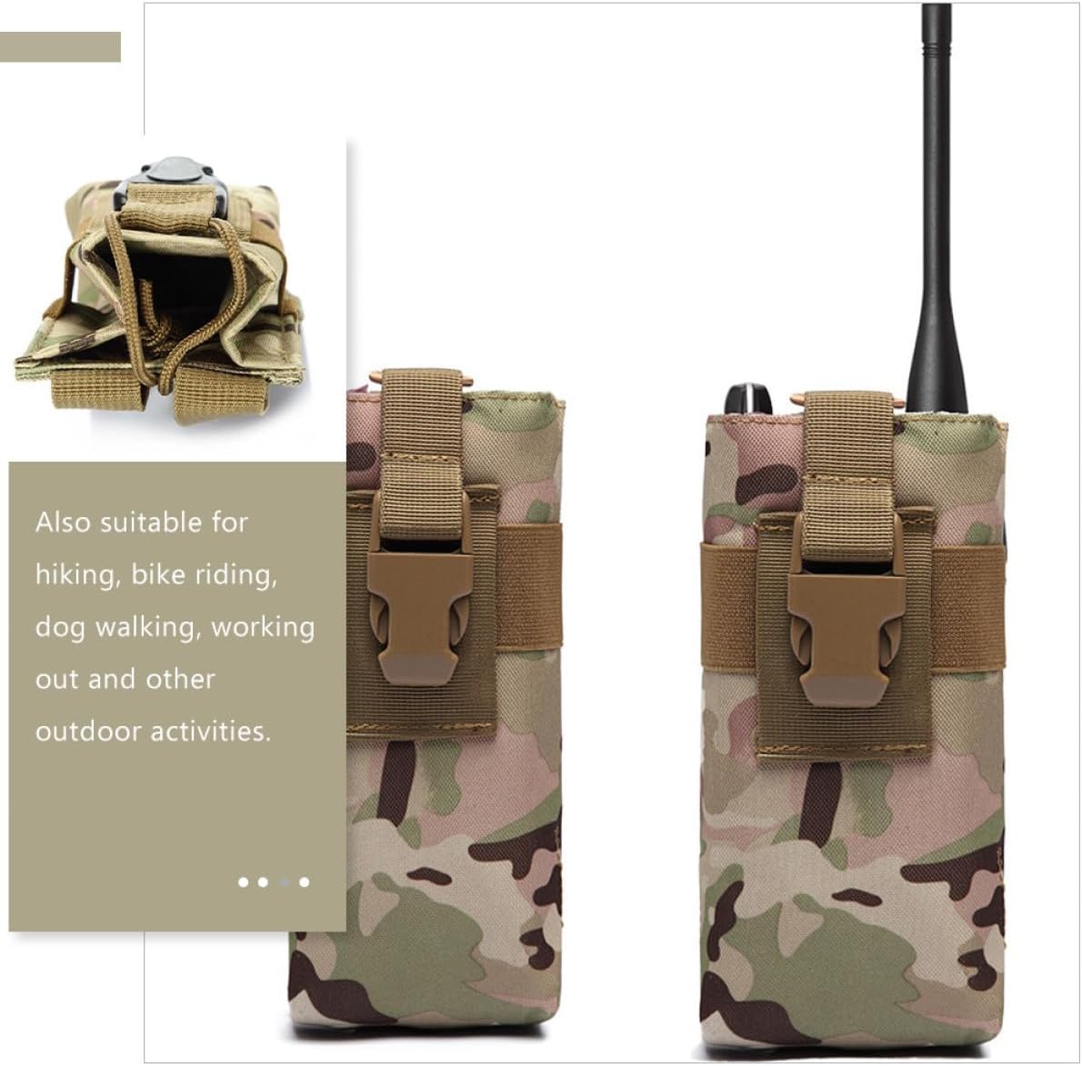 VALICLUD Radio Carrier Holder and Hanging Waist Bag for Outdoor Use, Tactical Nylon Radio Pouch, Suitable for Camping and Field Communication, Camouflage 20x9x5.5cm