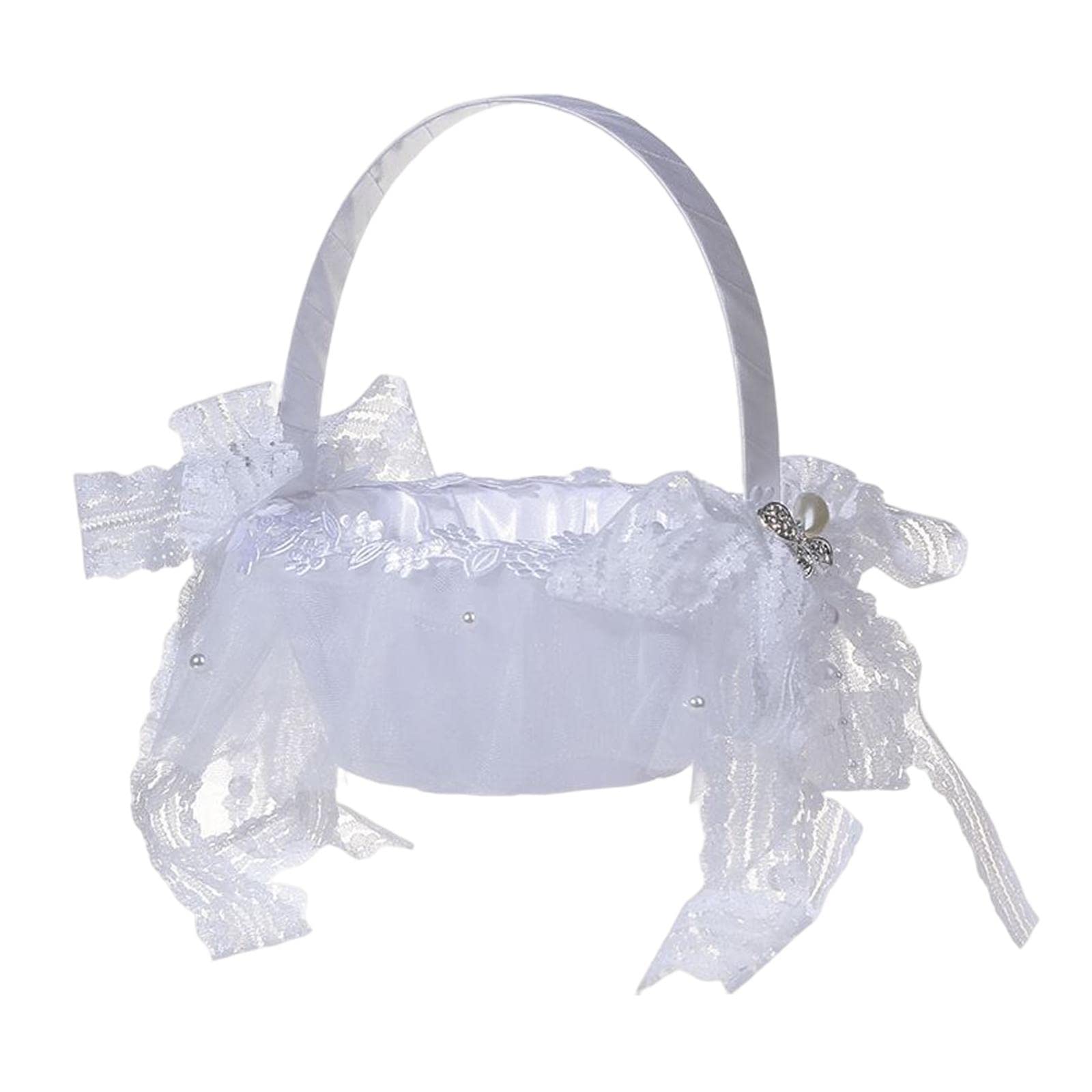 Pleayietoopiatiey Wedding Basket Fruit Candies Container For Events Bridesmaid Engagement With Lace, With Lace Flower Basket