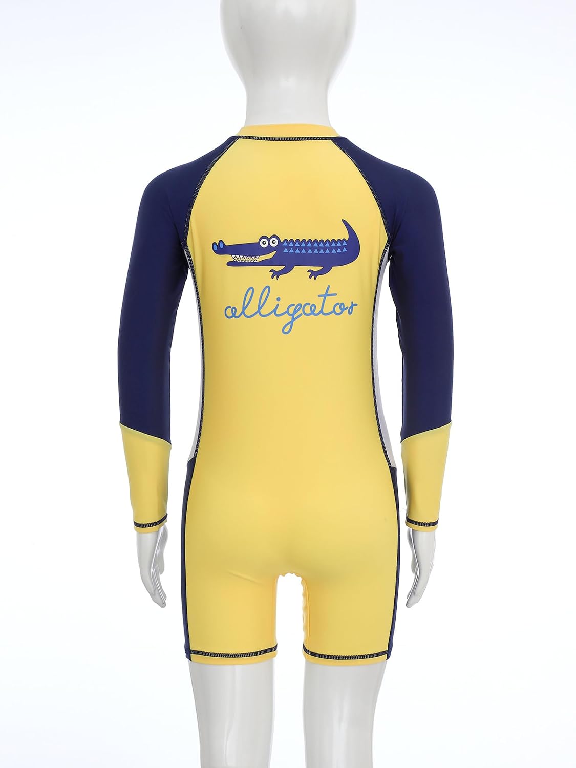 Kids Boys One Piece Athletic Swimsuit Cartton Printed Long Sleeve Swimwear Quickly Dry Bathing Suit