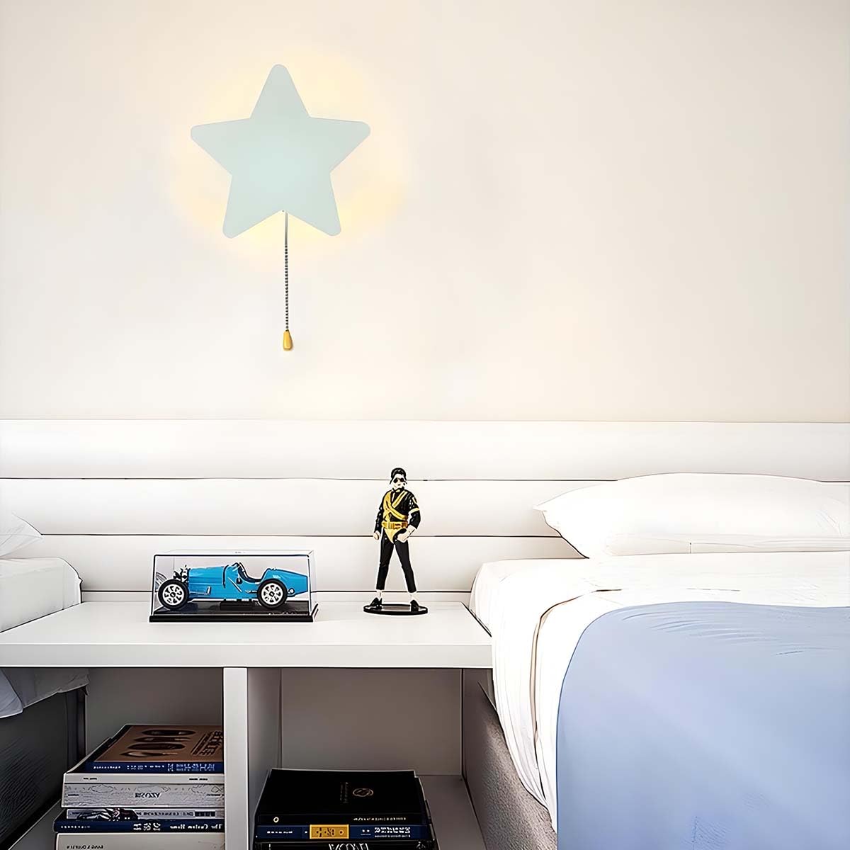 AoLa Kinderzimmer Wandleuchte Akku Innen LED Wandlampe Stern mit Schalter Kabellos Wand Nachttischlampe 3 Farben Ohne Stromanschluss Batteriebetriebene Deko Wandbeleuchtung Kinderlampe